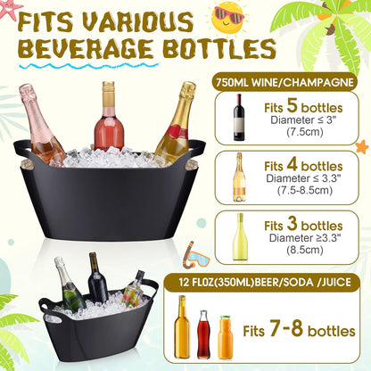 meekoo 6 Pack 6l Ice Bucket for Parties, Plastic Beverage Tub with Handles, Portable Ice Drink Bucket for Wine, Champagne, Beer, Cocktail, Large Drink Chiller for Wedding, Bar, Picnic, Pool(White)