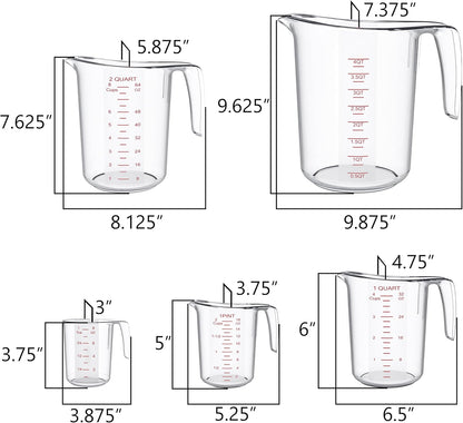 DaYammi Measuring Cups 3-Piece, Unbreakable Food-Grade Plastic Measuring Cup for Dishwasher, 1/2/4-Cup Nesting Liquid Measuring Cups for Prepping, Baking, Cooking, Readable Markings, Clear