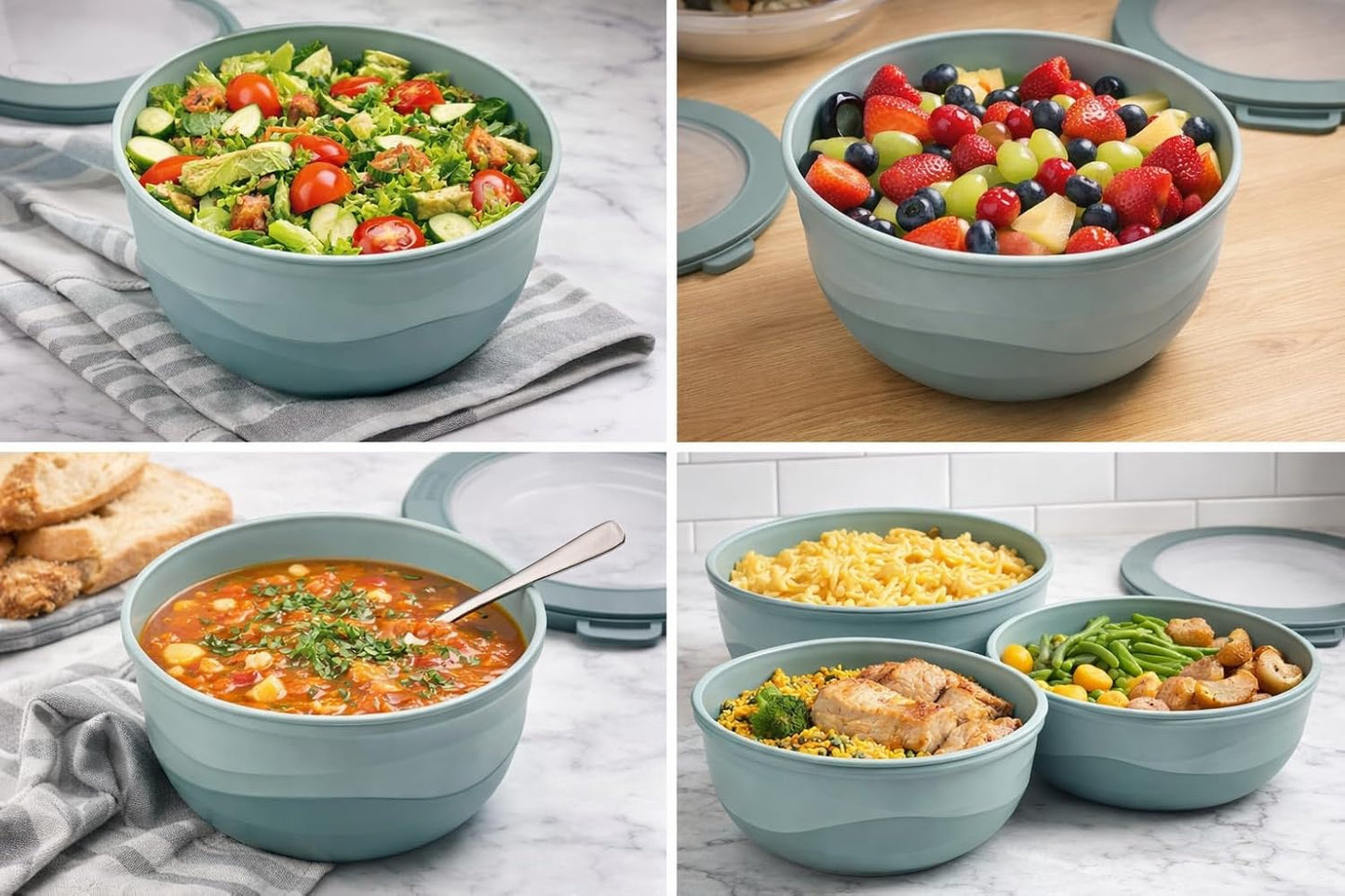 Pera Mixing Bowls with Lids, 8-Piece Airtight Leak-Proof Nesting BPA-Free Bowl Set for Kitchen & Food Storage, Large 4200ml Capacity, Microwave & Dishwasher Safe