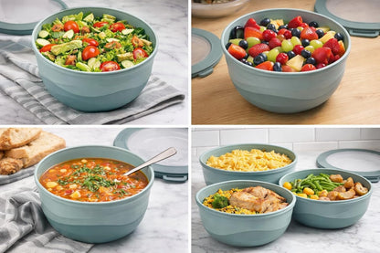 Pera Mixing Bowls with Lids, 8-Piece Airtight Leak-Proof Nesting BPA-Free Bowl Set for Kitchen & Food Storage, Large 4200ml Capacity, Microwave & Dishwasher Safe