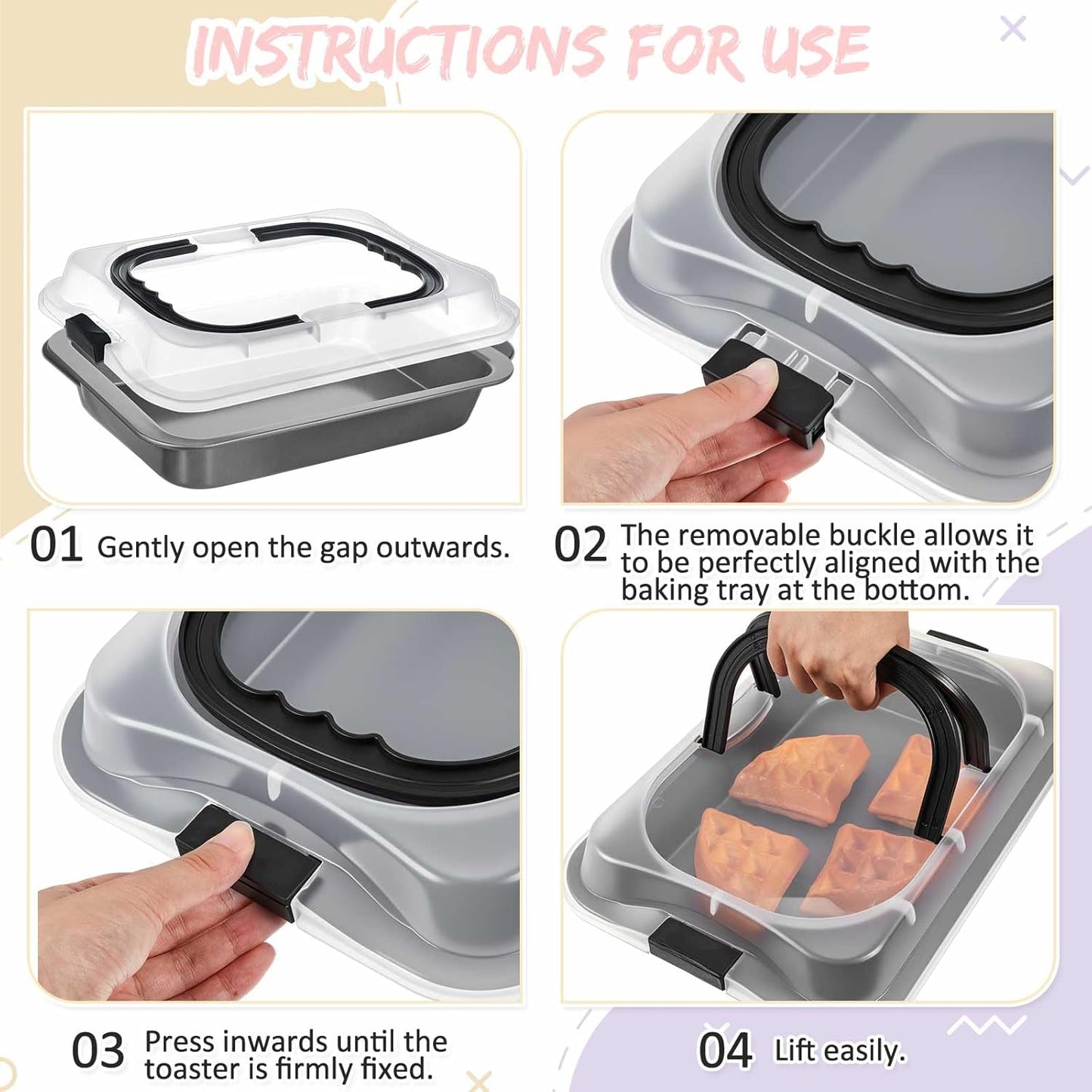 Qinyoung 1 Pcs Cake Baking Pan with Lid and Handle, 9 x 13 Inch Non-stick Rectangle Sheet Cake Pan Carrier for Brownie Roasting Cooking Baking (Black)