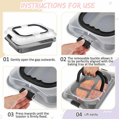 Qinyoung 1 Pcs Cake Baking Pan with Lid and Handle, 9 x 13 Inch Non-stick Rectangle Sheet Cake Pan Carrier for Brownie Roasting Cooking Baking (Black)