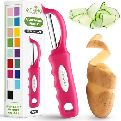 Spring Chef Premium Swivel Vegetable Peeler, Soft Grip Handle and Ultra Sharp Stainless Steel Blades - Perfect Kitchen Peeler For Veggie, Fruit, Potato, Carrot, Apple - Mango