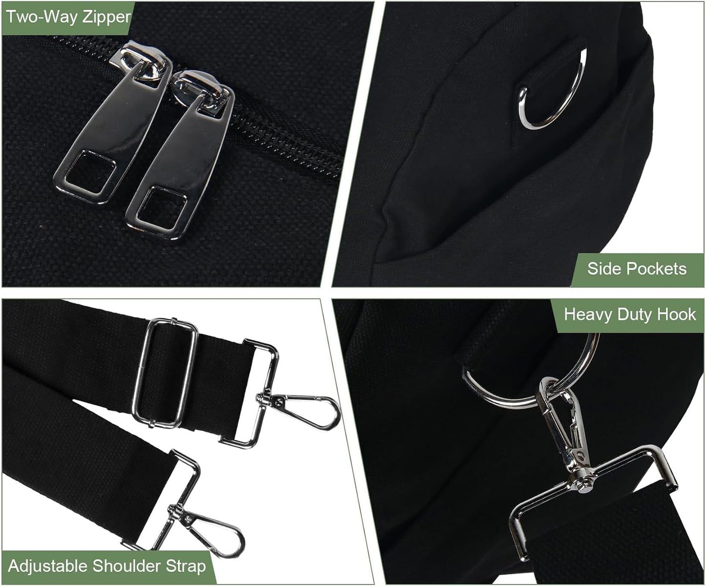 24" Grill Tool Storage Bag, Canvas, Black, Unisex, Classic Style, 60x24x24 cm/24 * 9.4 * 9.4 inches, Zipper Closure, Hand Strap, Perfect for Outdoor Grilling, Camping, Hiking