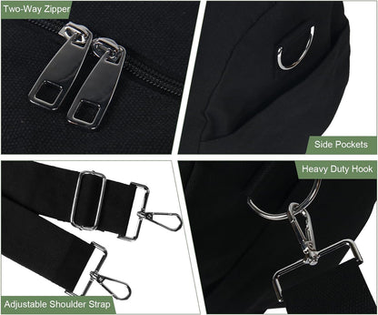 24" Grill Tool Storage Bag, Canvas, Black, Unisex, Classic Style, 60x24x24 cm/24 * 9.4 * 9.4 inches, Zipper Closure, Hand Strap, Perfect for Outdoor Grilling, Camping, Hiking