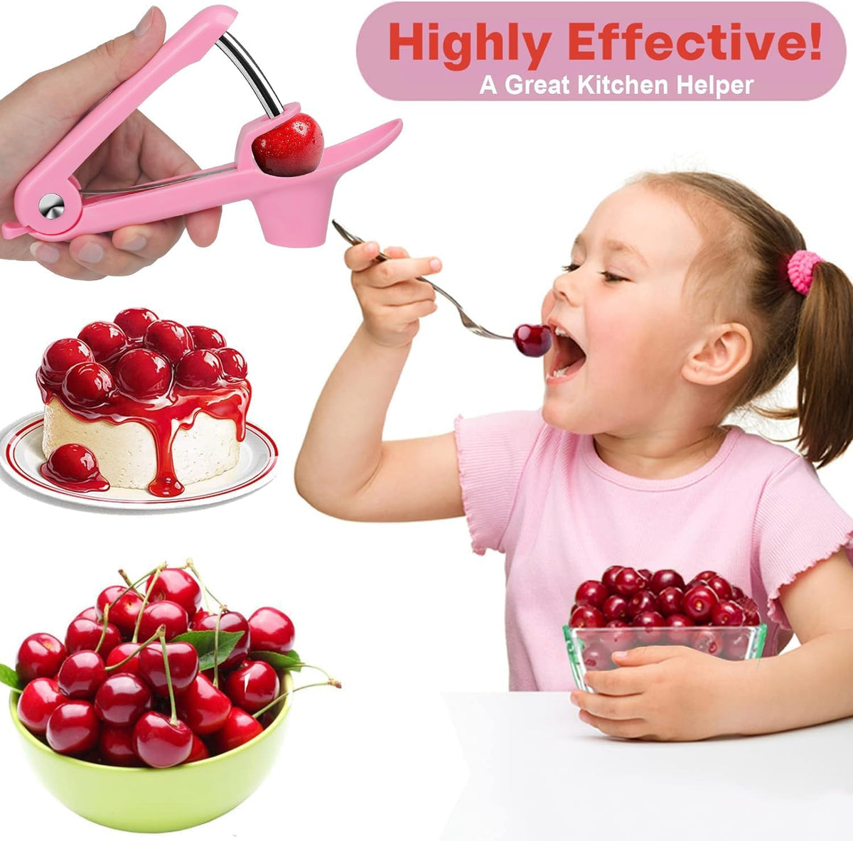 Cherry Pitter Tool,Cherry Pitter Cherry Stone Remover Tool for Making Cherry Jam Cherries Corer Pitter Tool，Cherry Pitter Olive Pitter with Space-Saving Lock Design, Black