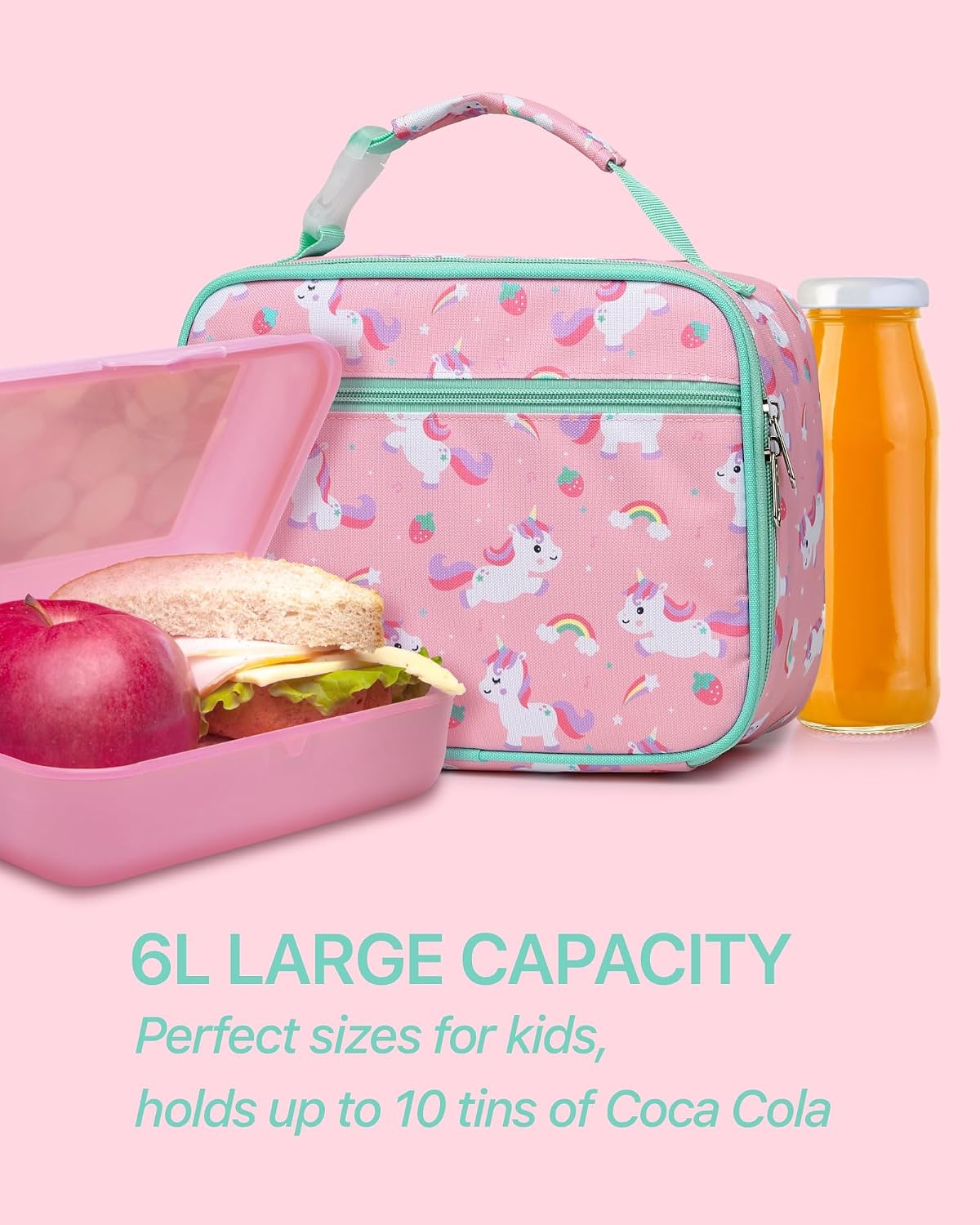 Bagseri Kids Lunch Bag Boys - Thermal Insulated Lunch Box Tote with Water Bottle Holder, Reusable Leak-Proof Kids Lunch Box for Daycare & School, Black Dinosaur (Containers Not Included)