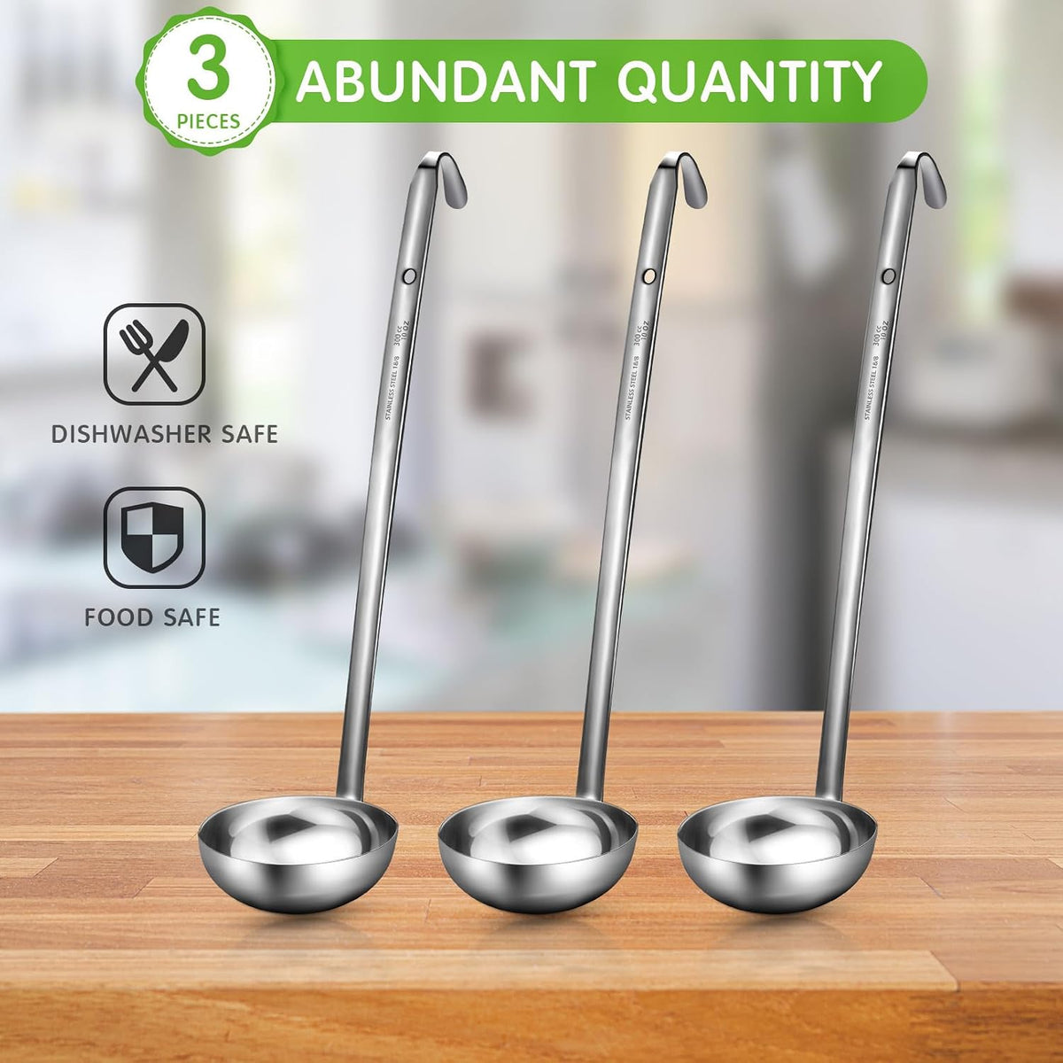 meekoo Stainless Steel Ladles Soup with Long Handle, 6oz