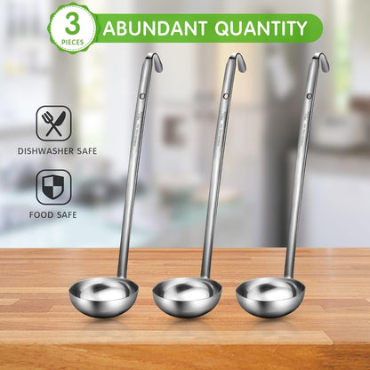 meekoo Stainless Steel Ladles Soup with Long Handle, 6oz