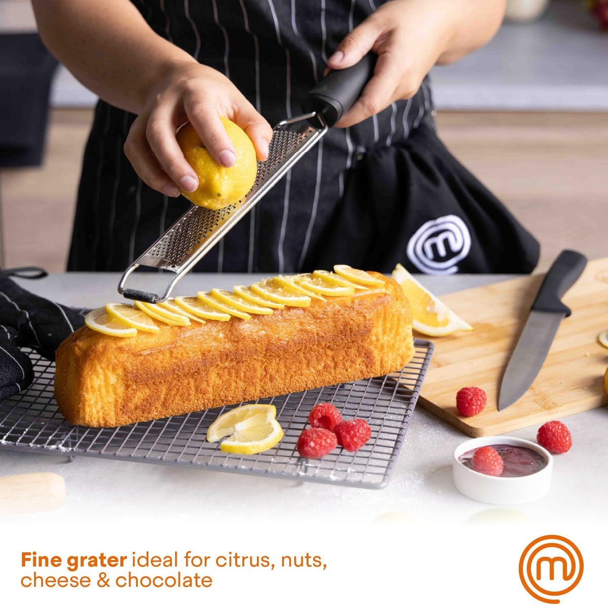 MasterChef Lemon Zester Grater with Handle, Stainless Steel, Non Slip Grip