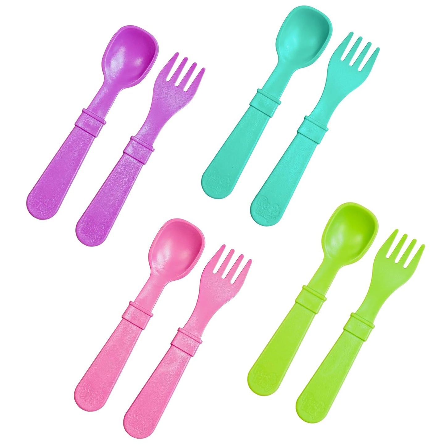 Re-Play Toddler Forks and Spoons Set - 4x4 Utensils Set for Kids - Dishwasher and Microwave Safe - Made in USA - Set of 8-5.8" x 1.2" x 0.2" - Princess