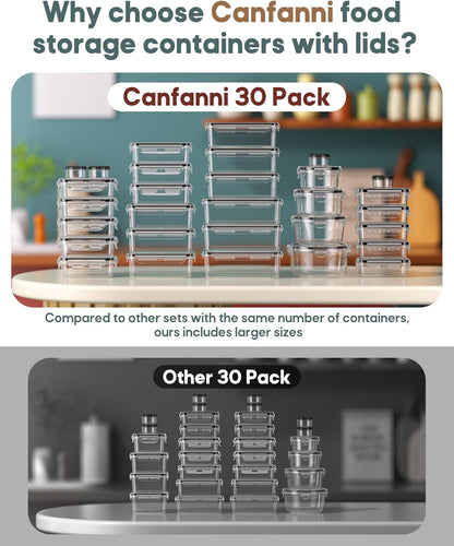 70 PCS Food Storage Containers with Lids Airtight, (35 Lids & 35 Containers) Leak proof Containers Set for Kitchen, Meal Prep, BPA-Free, PVC-Free Plastic, Microwave/Dishwasher Safe, Extra Labels & Pen