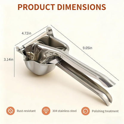 Heavy Duty 304 Stainless Steel Lemon Squeezer, Manual Citrus Juicer Hand Press Juice Extractor, Fruit Presser for Orange, Lime, Grapefruit & Pomegranate