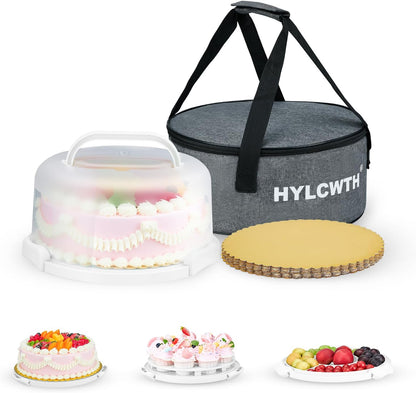 Cake Carrier With Lid And Handle, Bpa-Free Cake Holder With Lid For 10 Inch Round Cake Carrier With 10 pcs Round Golden Cake Boards And Portable Insulated Bag