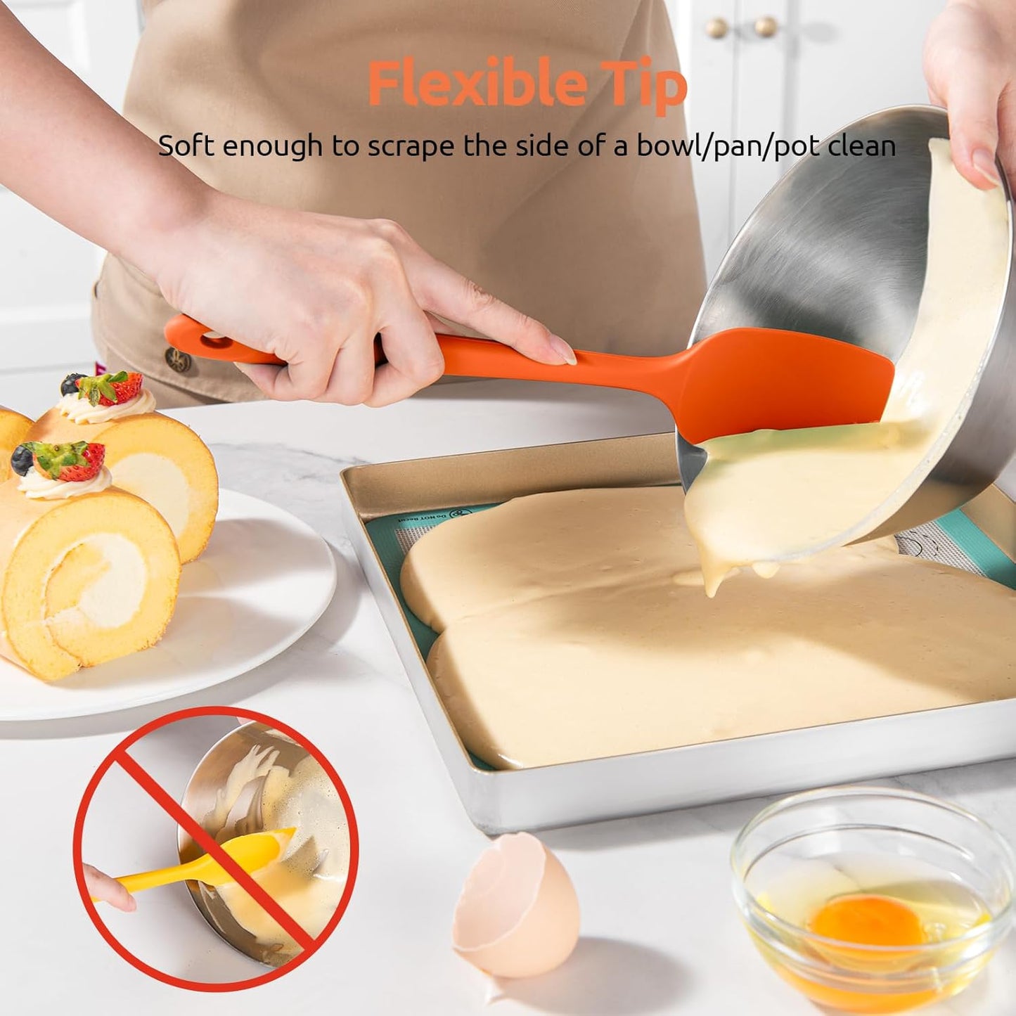 U-Taste Silicone Spatula Set with 600 Degrees Fahrenheit Heat Resistant (Black)