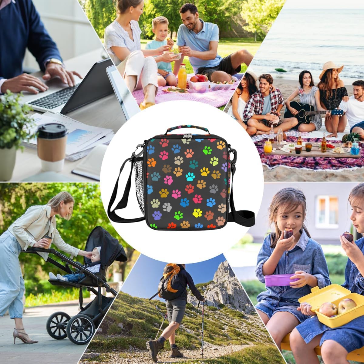 cfpolar Skull Skateboard Lunch Box for Boys Girls, Insulated Lunch Bags for Kids Reusable Mini Cooler Lunch Tote Lunchbox Thermal Meal Tote Kit with Shoulder Strap for Work School Picnic