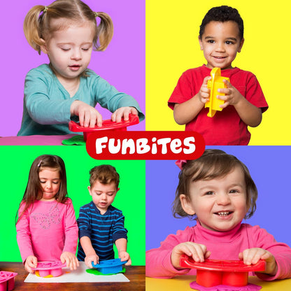 FUNBITES Crustless Sandwich Cutter for Kids Lunch, Uncrustable Sandwich Cutter (6-piece set), Bite-Size Food Cutter for Toddlers, Bento Box Accessories, Dishwasher Safe, Squares/Hearts/Triangles 3pk
