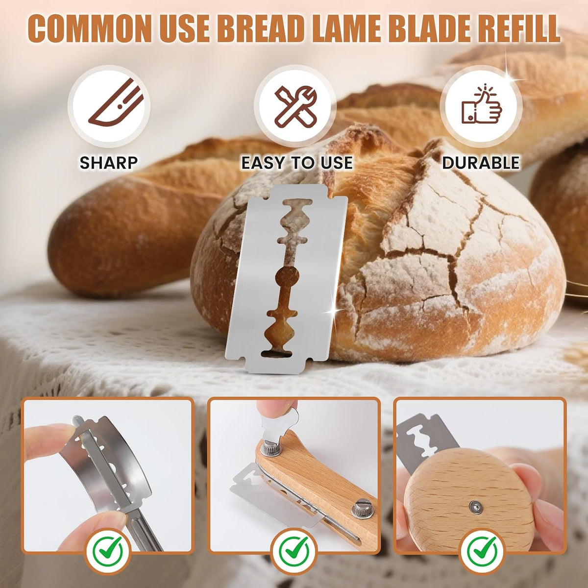 CUNSENR Bread Lame Blades Refill, Bread Scoring Blades Set, 20 Pack