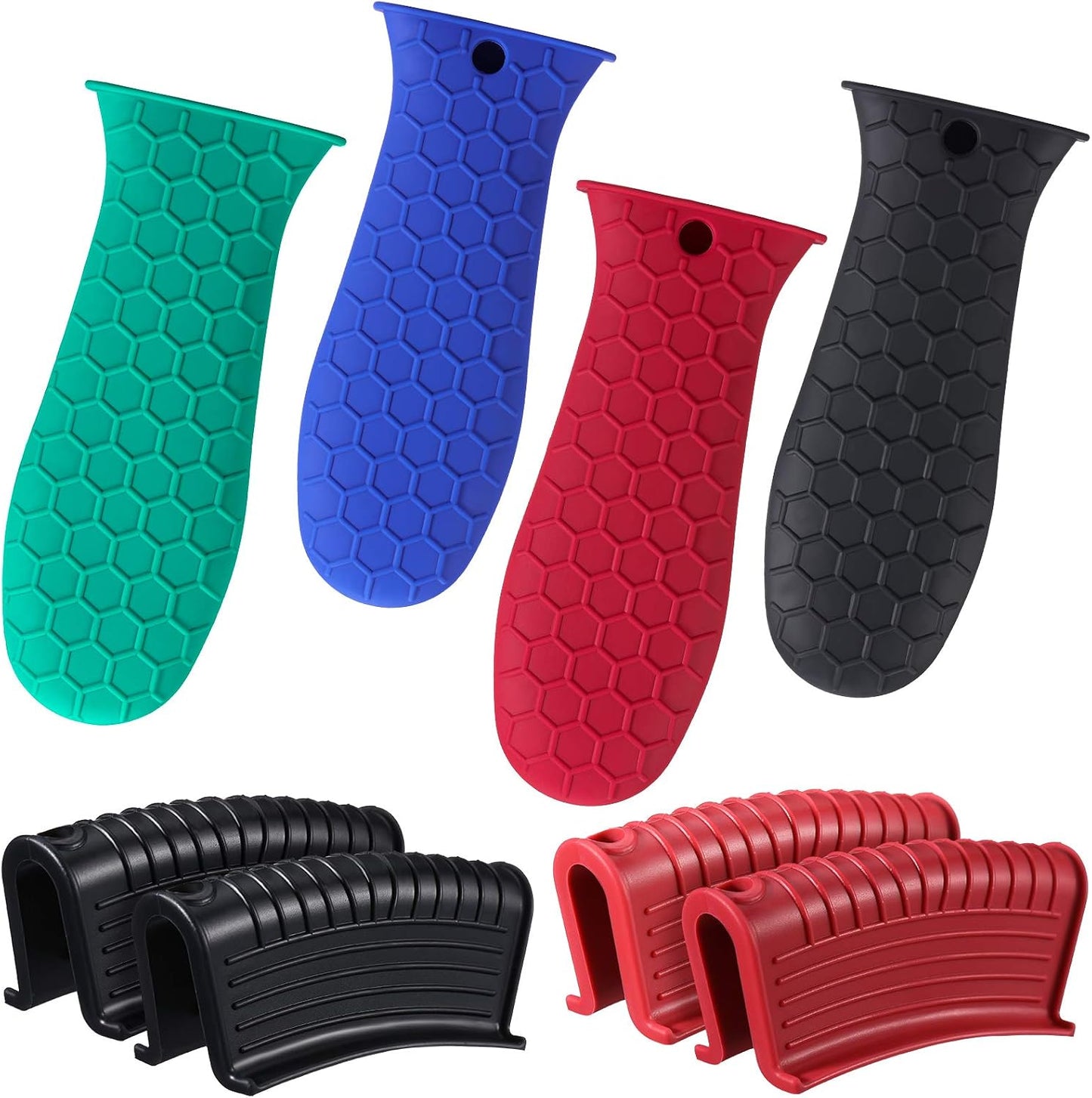 Patelai 8Pcs Silicone Cast Iron Handle Cover,Black