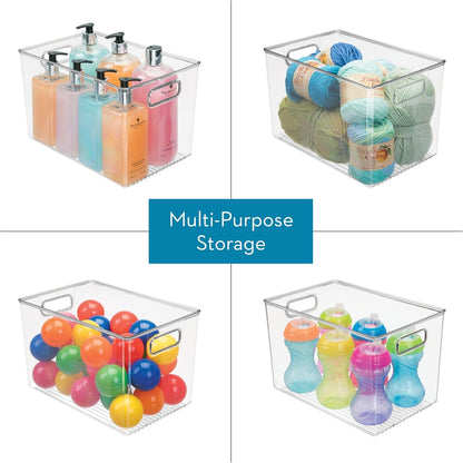 iDesign Linus BPA-Free Plastic Deep Kitchen Storage Bin, Clear | With Handles, 12" x 8" x 7.75"