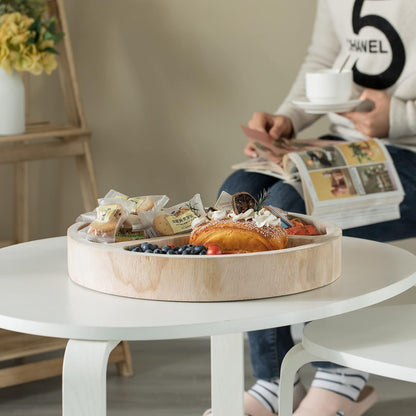3 Sectional Round Veggie Tray with Lid – Divided Snack Tray for Dining Table, Vegetable Tray Platter, Sectioned Serving Tray for Parties, Kitchen Decoration