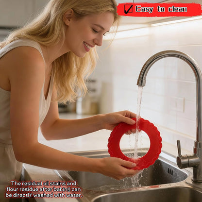 Silicone Mini Pie Crust Protectors Set of 2 - Non-Stick Pie Shields for 5-6 Inch Pies, Prevents Over-Browning | Oven-Safe Baking Accessories (Red)