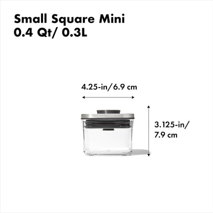 OXO Steel POP Container Big Medium Square - 4.4 Qt for Flour, Sugar and More,Grey