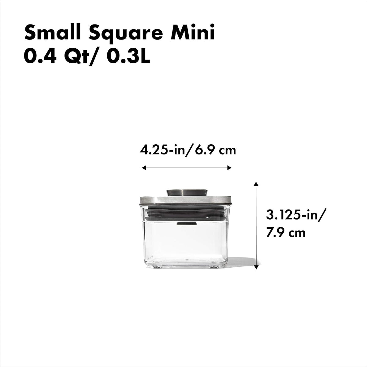OXO Steel POP Container Big Medium Square - 4.4 Qt for Flour, Sugar and More,Grey
