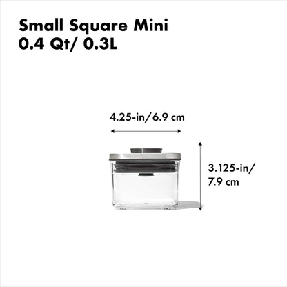 OXO Steel POP Container Big Medium Square - 4.4 Qt for Flour, Sugar and More,Grey