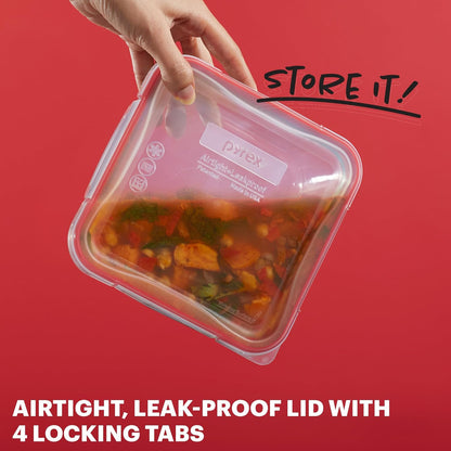 Pyrex Freshlock (4-Pack) Mixed Sized Glass Food Storage Containers Set, Airtight & Leakproof Plastic Locking Lids BPA-Free, Meal Prep Containers Set, Freezer Dishwasher Microwave Safe