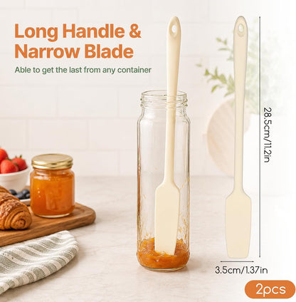 11 Inch Long Handle Stir Spatulas Long Silicone Scraper Spatulas 2 Pack