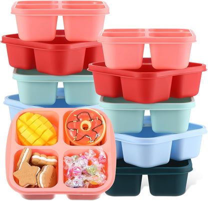 Honeydak 10 Pack Bento Snack Containers 4 Compartment Snack Boxes Reusable Containers with Lids Divided Meal Prep Lunch Food Storage Box for School Work Travel