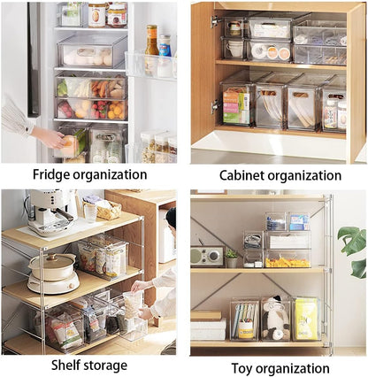 3Pack Fridge Organizer Drawer Divider Cube Pull-Out Bins Clear Food Container Refrigerator Storage box Produce Saver for Pantry Kitchen Cabinet