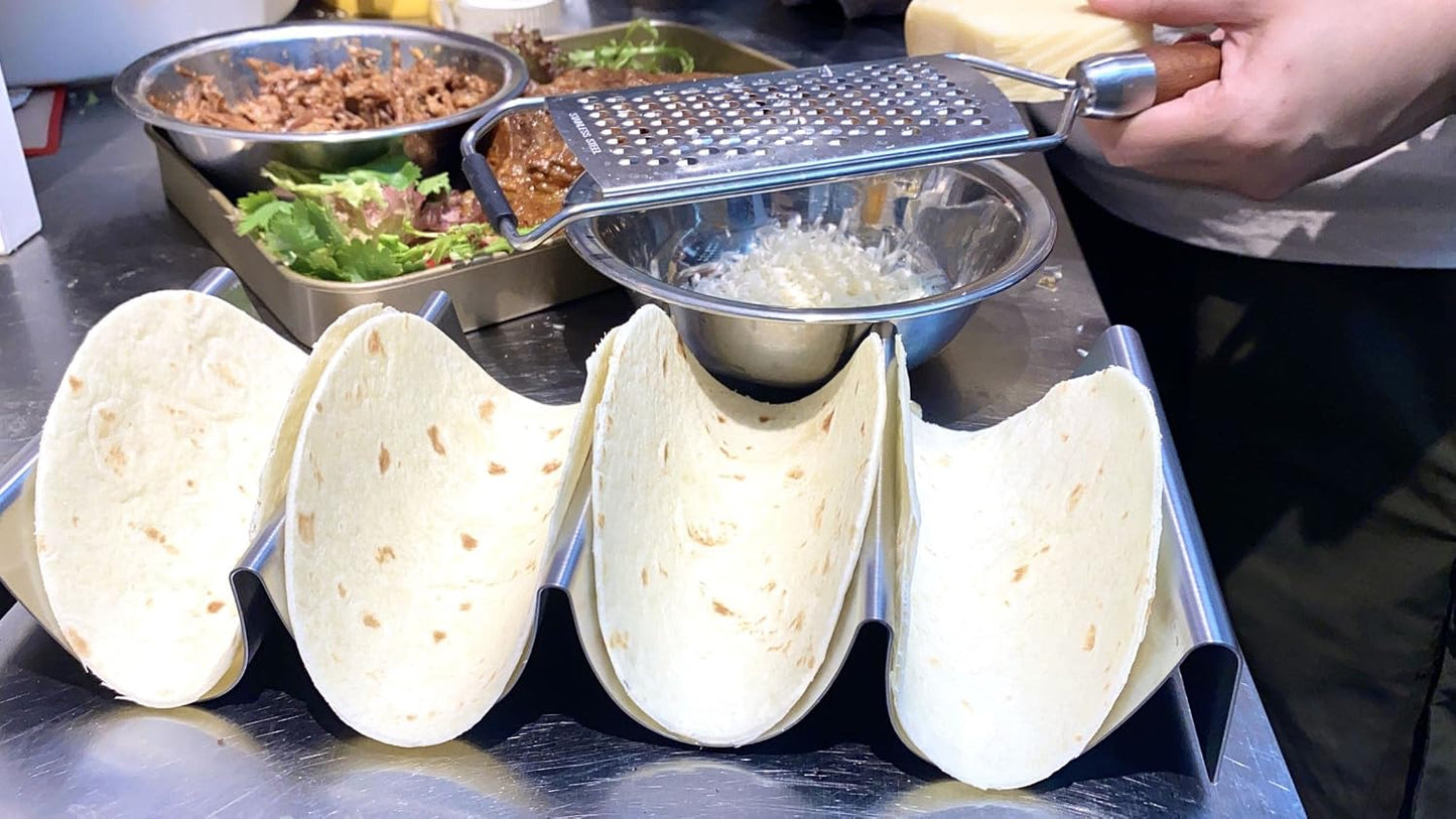Stainless Steel Taco Holder, U Shape Taco Serving Tray Tool, Premium Wave Taco Rack Stand Set of 2, Holding 4 Soft or Hard Tacos (2)