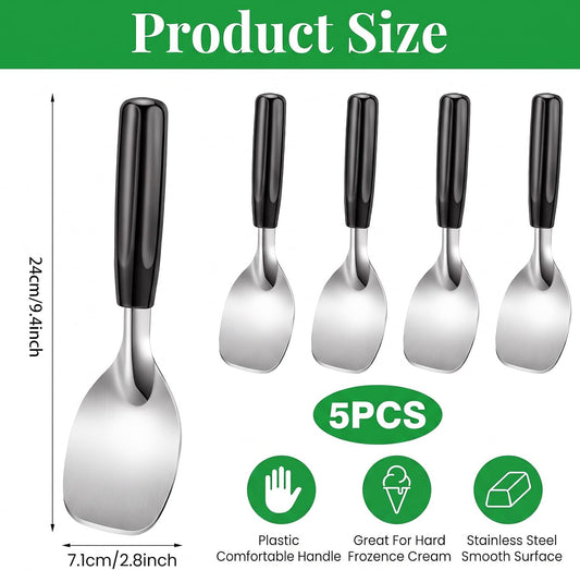 5Pcs Ice Cream Spade Heavy Duty - Stainless Steel Flat Scoop