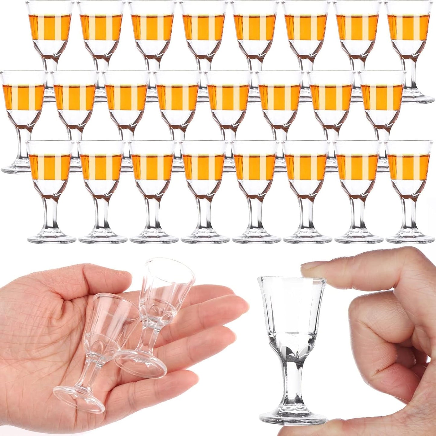 24 Pack Mini Shot Glasses Bulk 10ml/0.338oz Clear Thick Base Shot Glasses Reusable Small Shot Glasses Dishwasher for Birthday Parties Weddings Bachelorette Family Gatherings Holiday Celebrations Bars