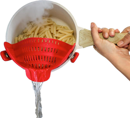 PERFECT PASTA PAL Clip-On Silicone Pot Strainer for Pasta and Vegetables