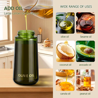 Glass Olive Oil Sprayer for Cooking 7.6 oz (Olive Green Bottle)