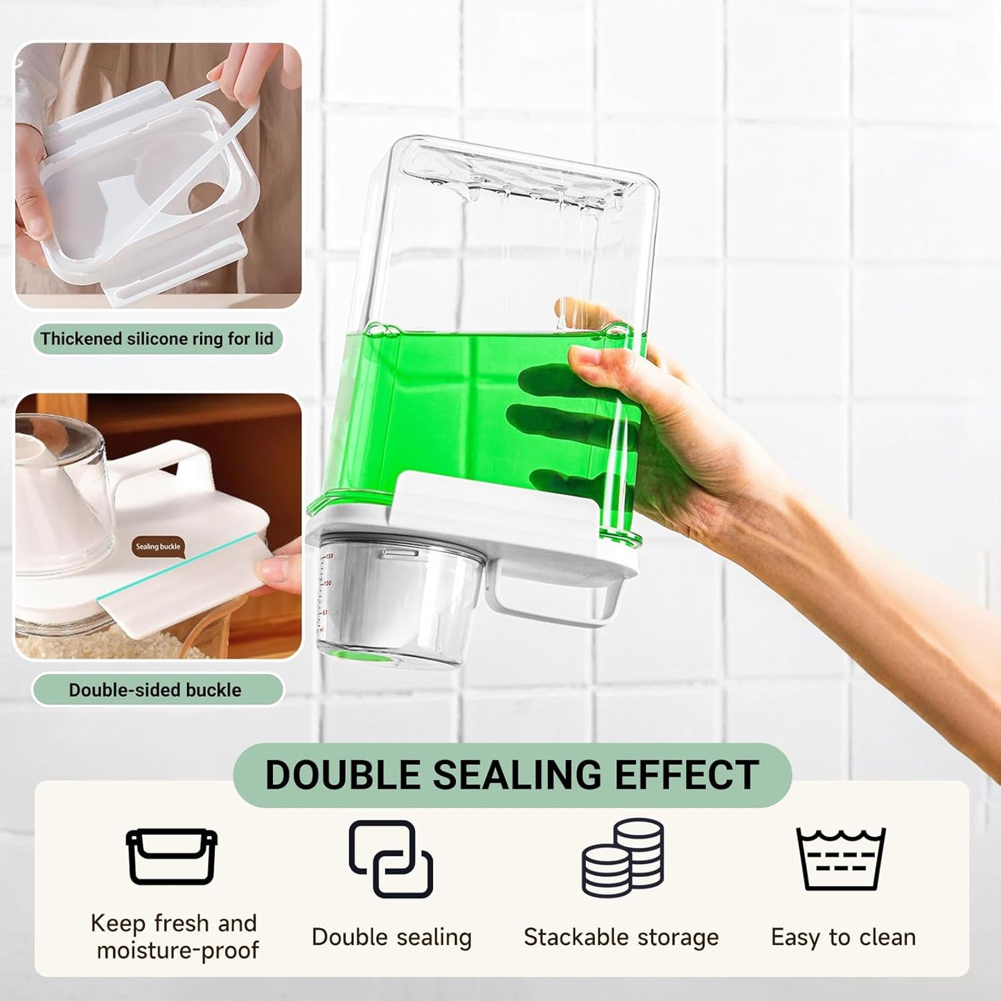 Cereal Storage Containers Sets,BPA Free with Pouring Spout Handle Airtight Food Storage Dispenser with lids For Rice Flour Pasta Grain, Pet Food Storage Container (37.2 oz + 77.7 oz (2 of Each))