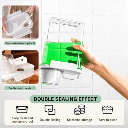 Cereal Storage Containers Sets,BPA Free with Pouring Spout Handle Airtight Food Storage Dispenser with lids For Rice Flour Pasta Grain, Pet Food Storage Container (37.2 oz + 77.7 oz (2 of Each))