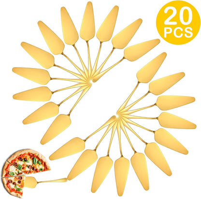20 Pcs Pie Server Pizza Server Spatula Stainless Steel Cake Pie Pastry Professional Utensil for Pizza Dessert Cheese Cutting, 9 Inches, gold