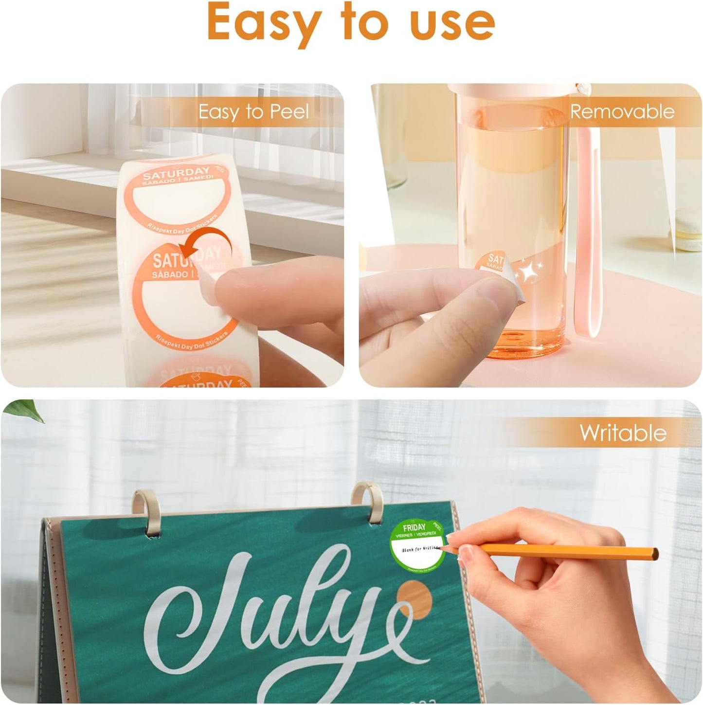 1000 Pcs Removable Freezer Labels for Food Containers 1 x 3, Risepekt Waterproof Food Storage Labels for Containers, Oil Resistant No-Residue Easy Clean for Kitchen Restaurants Grocery Stores Markets