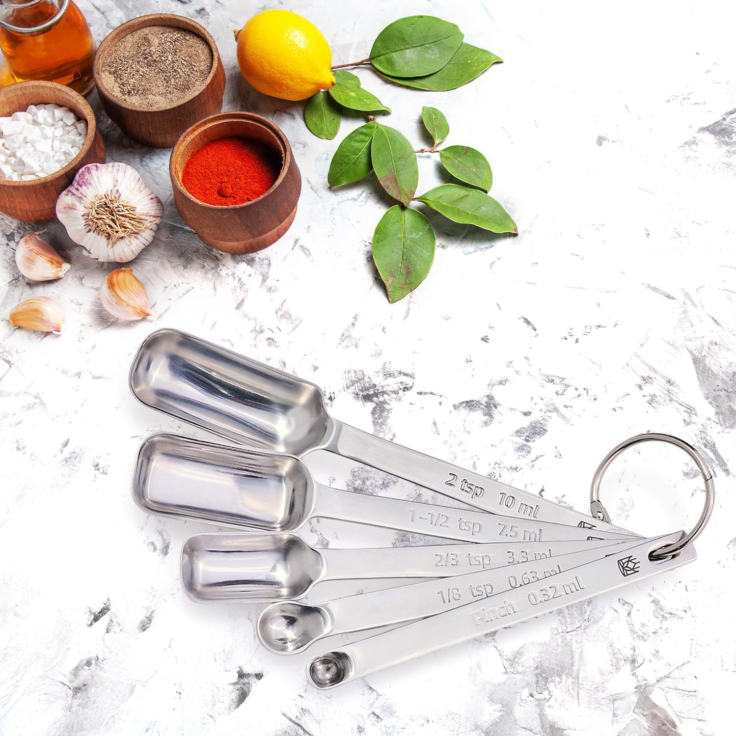 King Arthur Baking Company Spice Measuring Spoons, 18/8 Stainless Steel, 7-Piece Set, Precision Measures, For Baking And Cooking