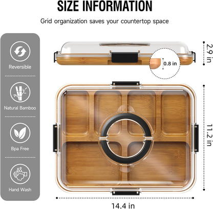 Renmxj Charcuterie Board with Clear Lid, Travel Portable Cheese Board Charcuterie Boxes Cutting Boards for Kitchen, House Warming Gifts New Home, Gifts for Women (6 Compartments Black)