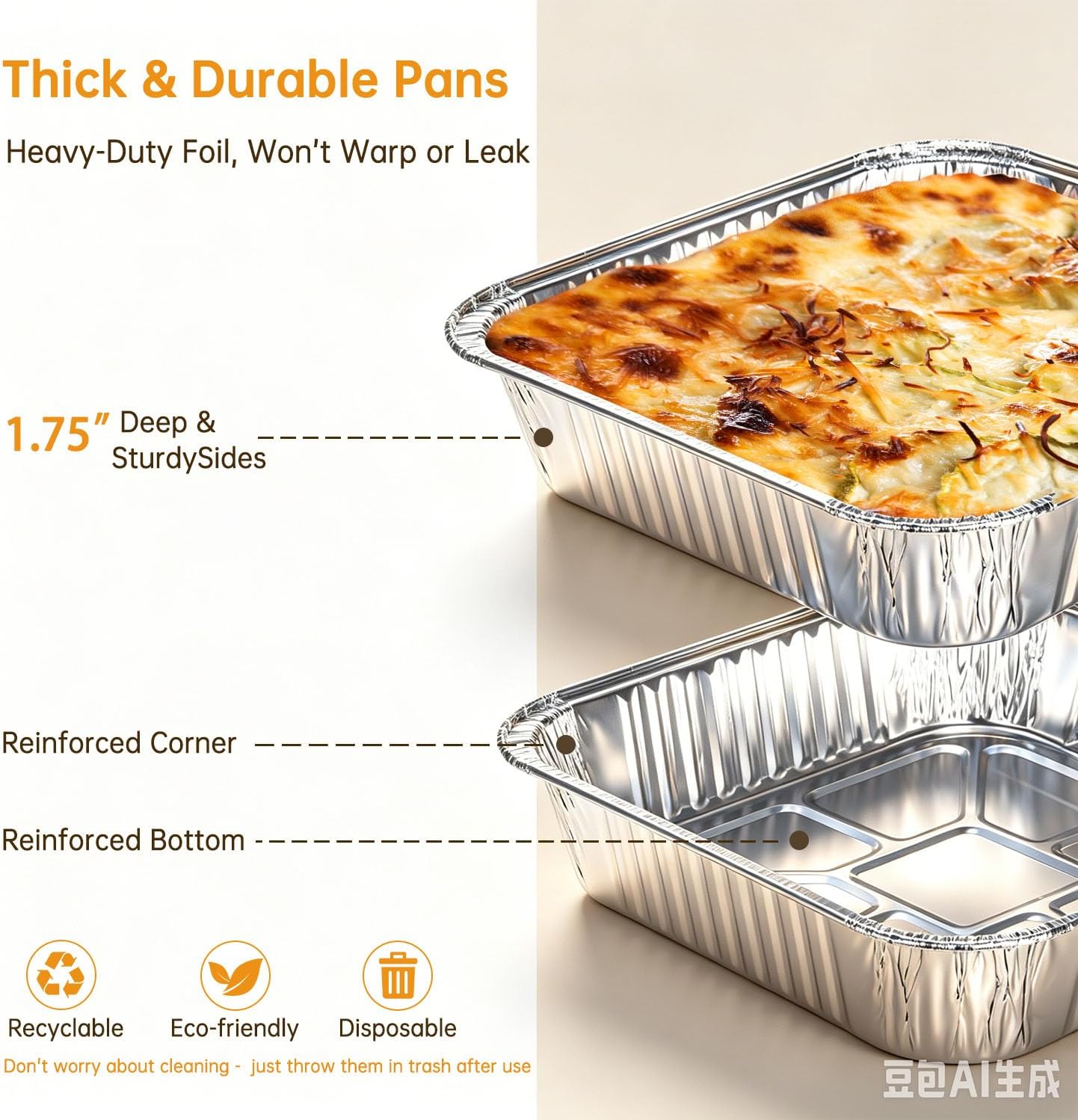 8x8 Aluminum Pans - 20 Pack Disposable Foil Pans, Heavy Duty Square Aluminum Baking & Roasting Trays for Meal Prep, Food Storage, Heating & Party Serving