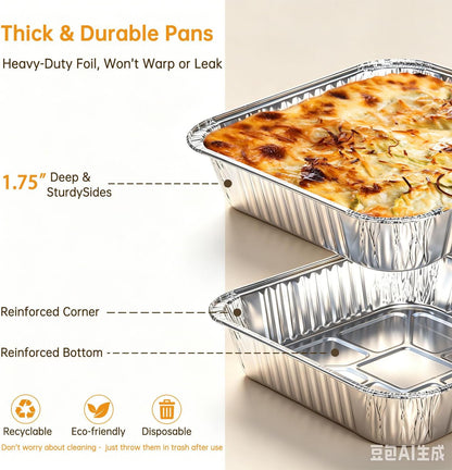 8x8 Aluminum Pans - 20 Pack Disposable Foil Pans, Heavy Duty Square Aluminum Baking & Roasting Trays for Meal Prep, Food Storage, Heating & Party Serving