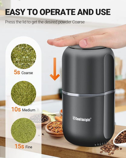 COOL KNIGHT Electric Herb Grinder, Fast Grinding, 120g Large Capacity