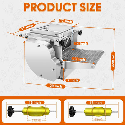 Electric Tortilla Maker with 2 Molds(4in/6in), Automatic Corn Tortilla Making Machine with Adjustable Customize Thickness (1.5-5mm), Non-Stick Coating, Chapatti Machine for Pita Tortilla Pizza (Gold)