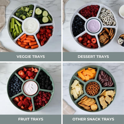 Heavy-Duty Divided Serving Tray with Leakproof Lid-6 Divided Compartments to Serve & Store Food, Snacks, Fruit Tray, Veggie Platter - 100% Made In USA by TEGRIWARE (Arctic Blueberry)