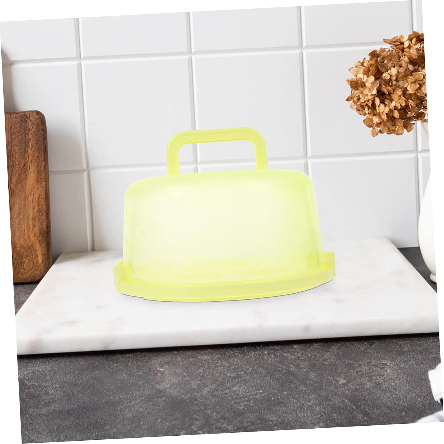 Portable Cake Carrier 9.84 Inch Transparent Plastic Cake Box with Handle and Lid for Household Baking Storage and Outdoor Transport